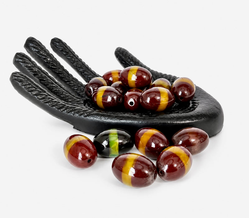 28mm Multicolor Agate Gemstone Bead | Brown & Golden Yellow | Large Oval Natural Stone Focal Bead | One Piece