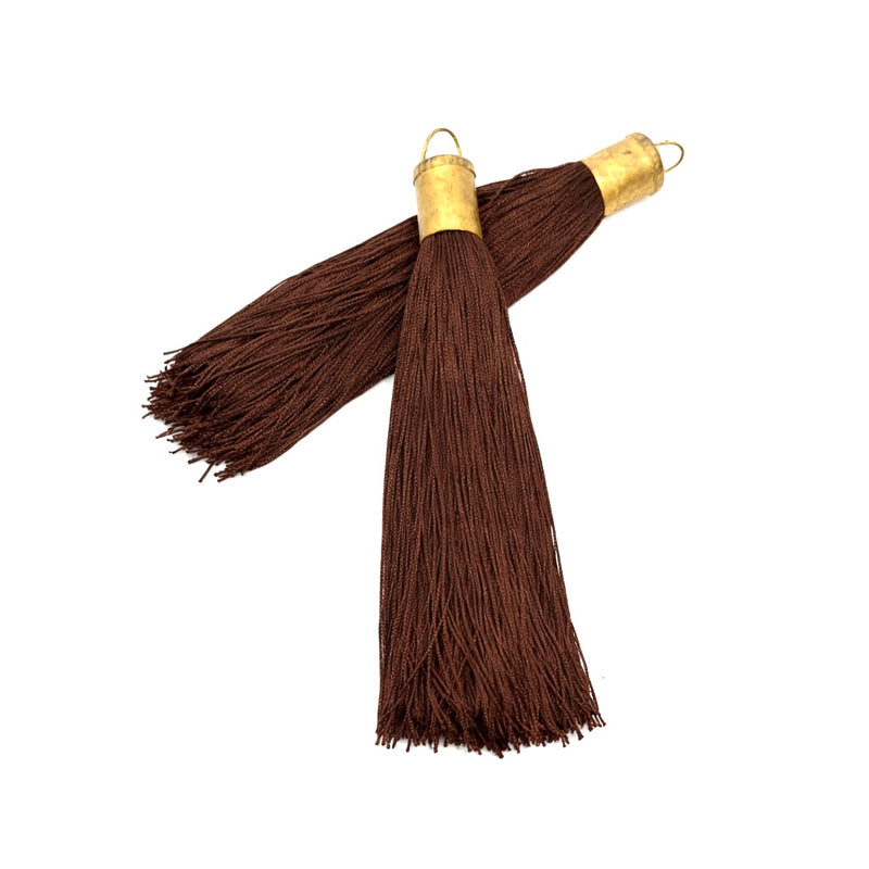 9 Inch Long Silk Tassels with Textured Brass Caps – Vibrant Jewelry Making Components for Statement Necklaces, Earrings & DIY Designs - 24 Colors