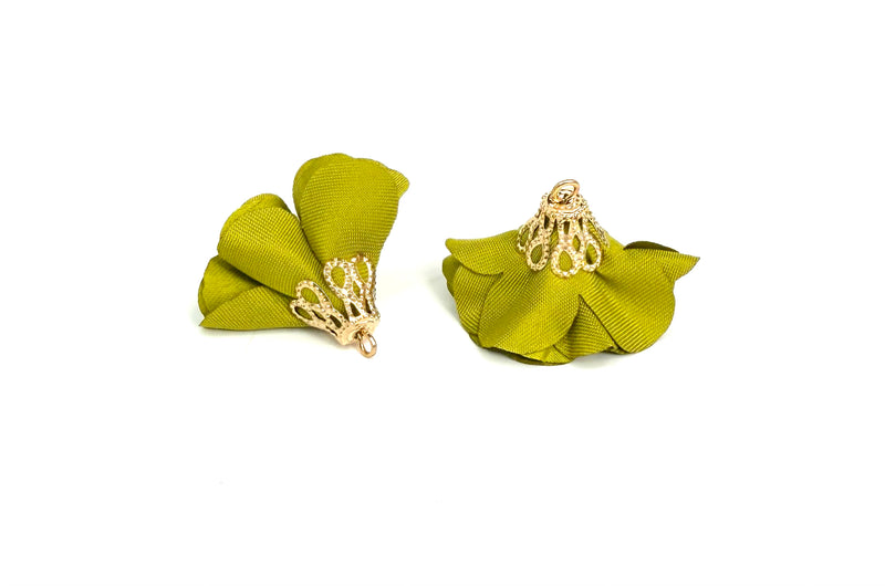 1" Tassels | Mini Flower Tassels | Light Gold Cap | Tassel Pendants | Sold in Pairs | Multiple Colors | DIY Jewelry Designs