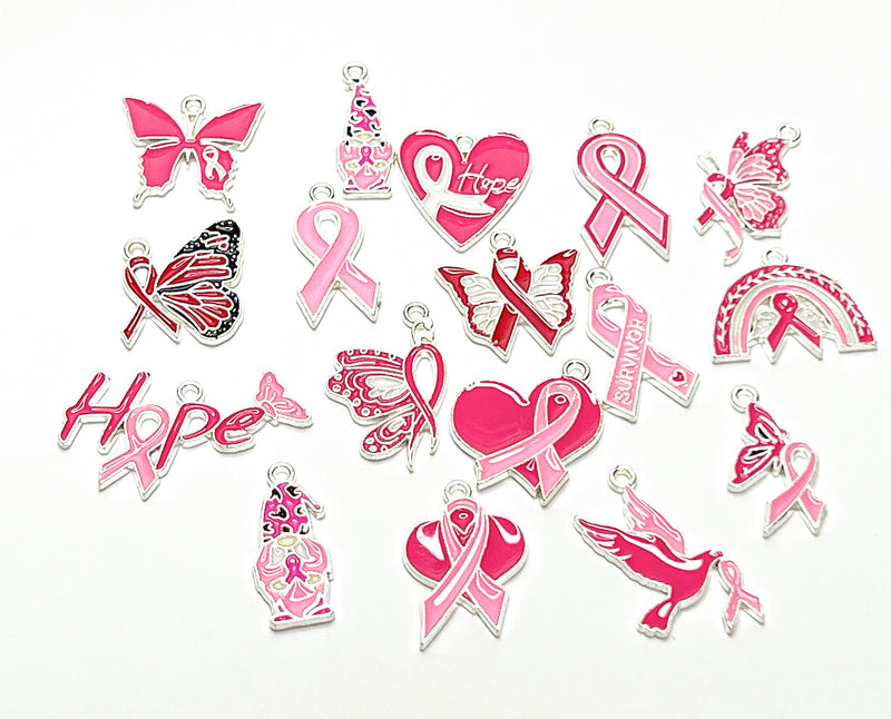 Alloy Breast Cancer Awareness Charm |Pink Ribbon Pendant | Alloy Hope Charms |Charm for Jewelry Making | 1 Piece