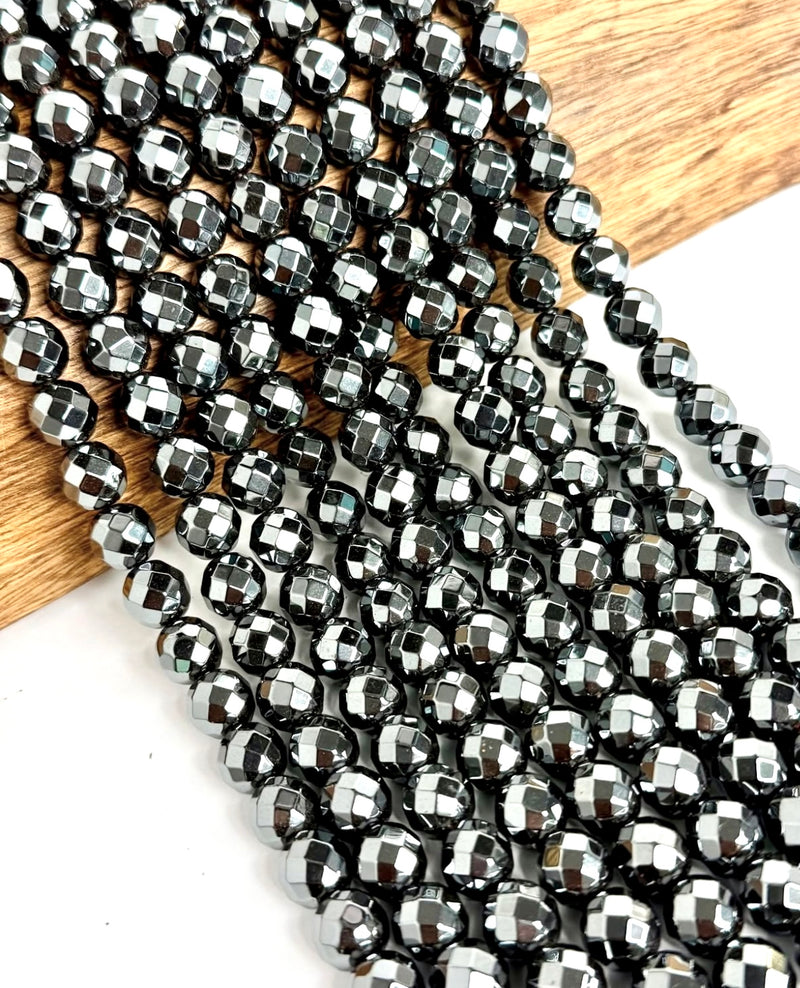 10mm Triple Faceted Hematite Gemstone Beads| Triple Faceted Hematite | DIY Jewelry Designs | 16" Strand