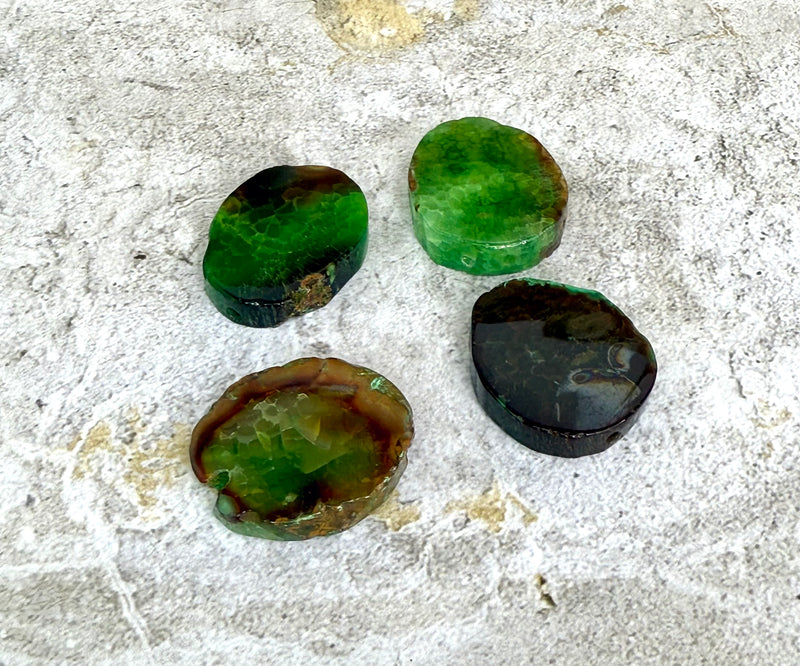 Agate Slab Centerpiece Bead | Beautiful Hues of Green & Brown | 2 Sizes Available | DIY Jewelry Designs | 1 Pcs