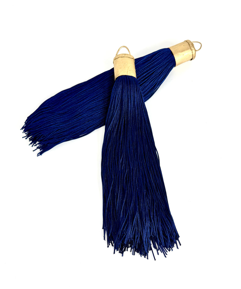 9 Inch Long Silk Tassels with Textured Brass Caps – Vibrant Jewelry Making Components for Statement Necklaces, Earrings & DIY Designs