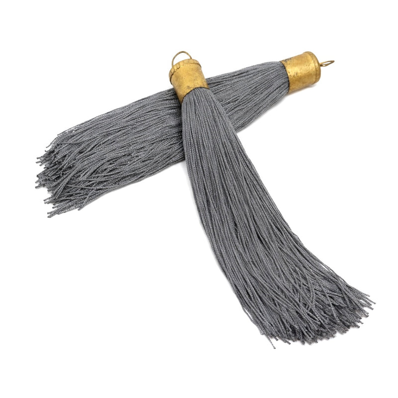 9 Inch Long Silk Tassels with Textured Brass Caps – Vibrant Jewelry Making Components for Statement Necklaces, Earrings & DIY Designs - 24 Colors