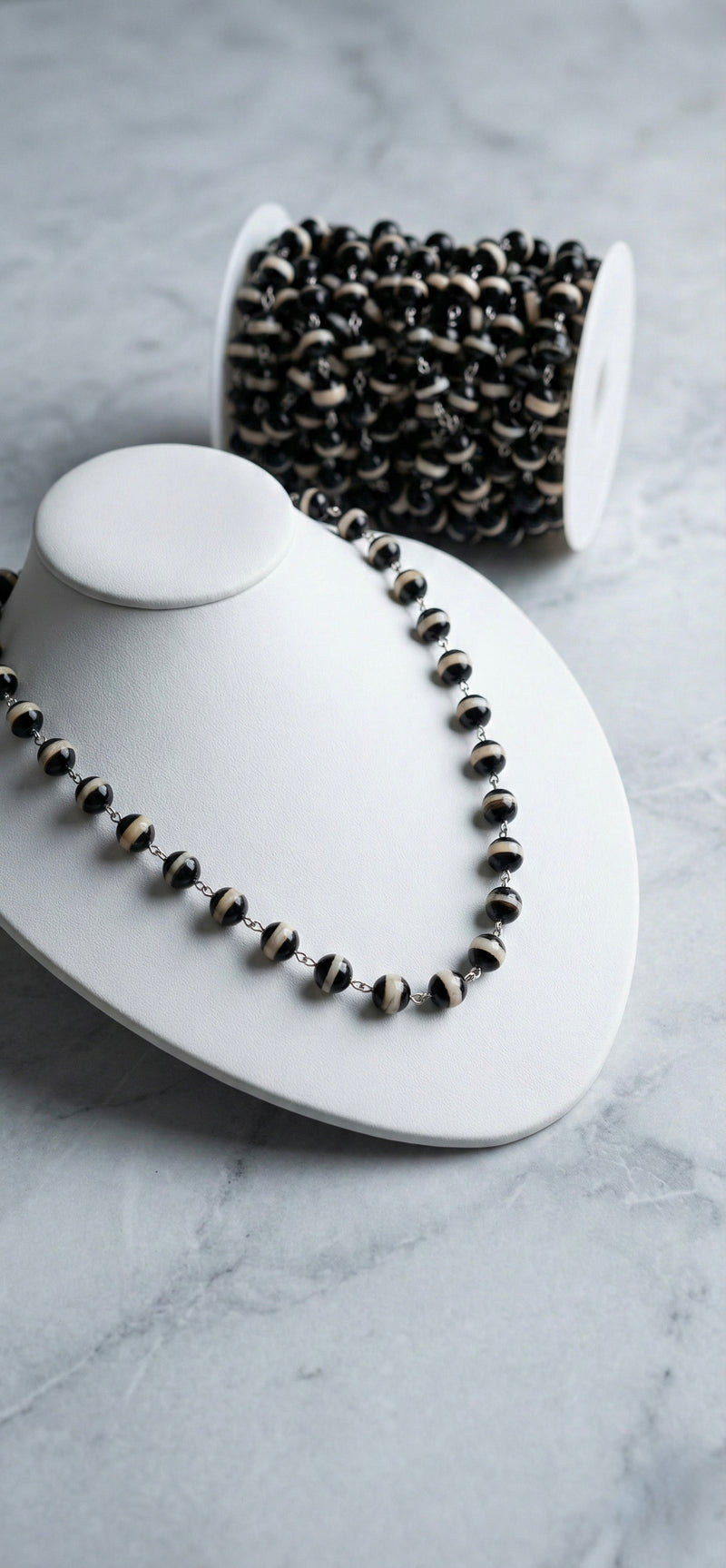 10mm Faceted Tibetan Agate Gemstone Chain