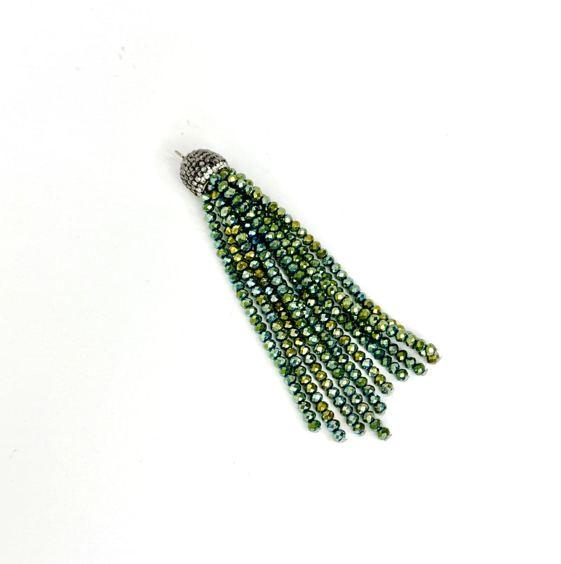 3” & 3.5" Beaded Tassels | Crystal Tassels | Tassels with Micro Pave' Caps | DIY Jewelry Designs | 1 Tassel