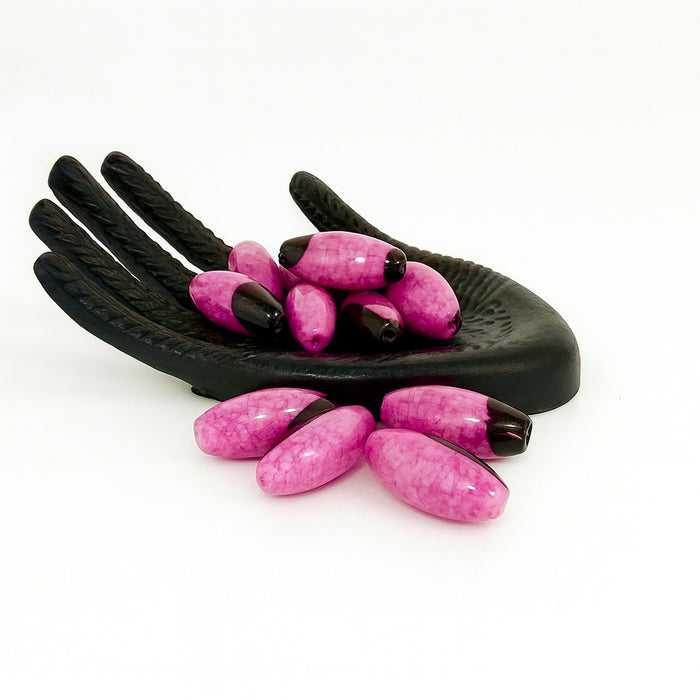 18x40mm Agate Gemstone Focal Beads – Polished Oval Gemstone Centerpieces - One Bead