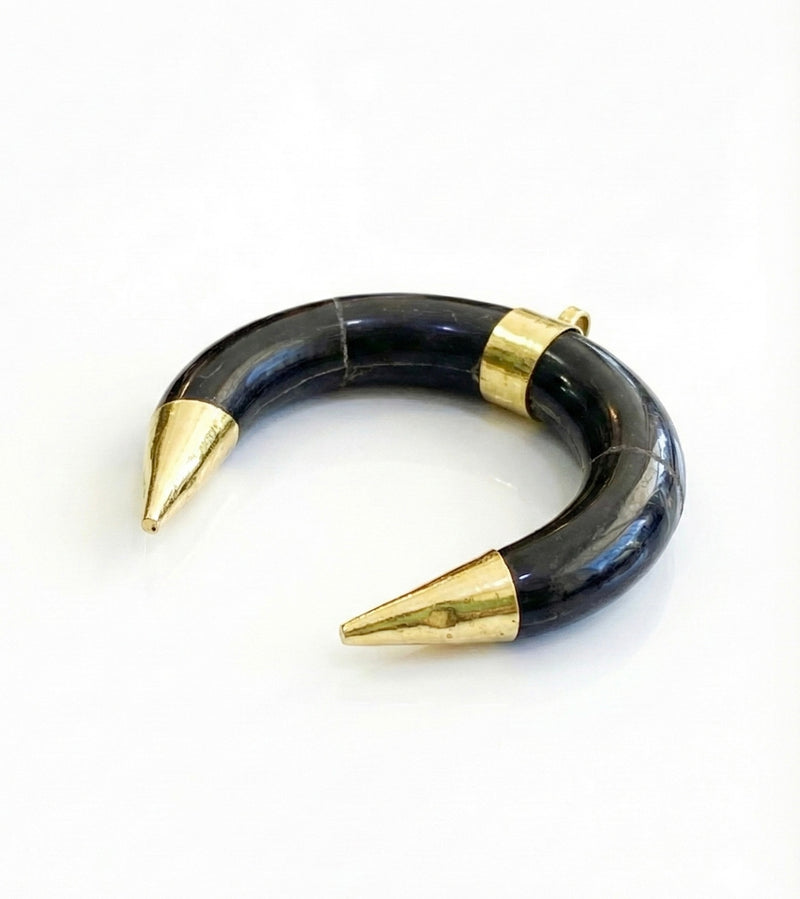 Carved Horn Pendants – Boho Tribal Crescent Focal Pendants– Gold-Tip & Wrapped Styles