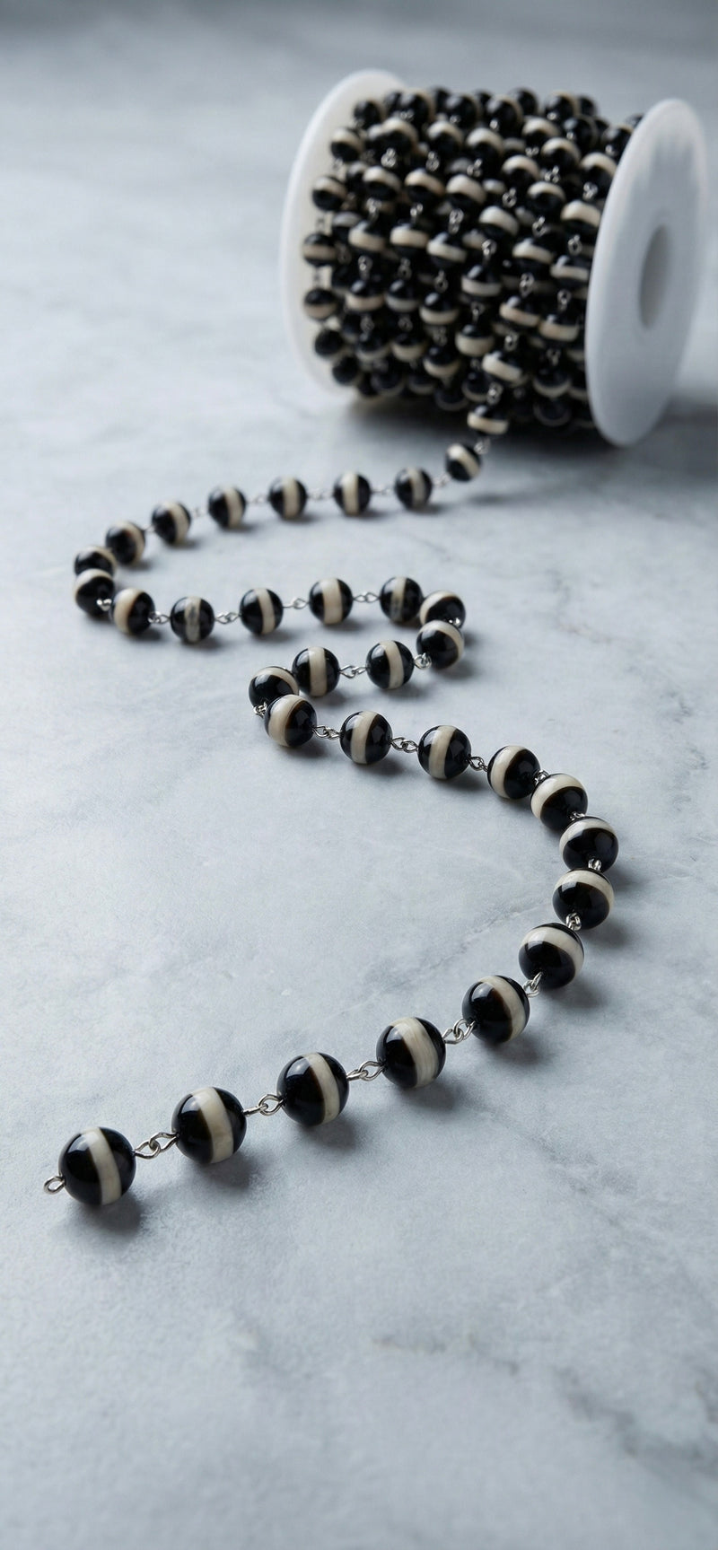 10mm Faceted Tibetan Agate Gemstone Chain