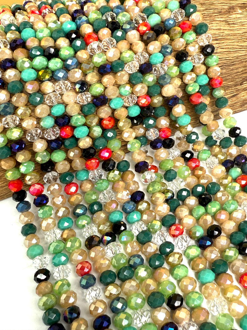 6x8mm Multicolor Faceted Glass Rondelle Beads | Faceted Glass | Multicolor | DIY Jewelry Designs | 15-inch Strands