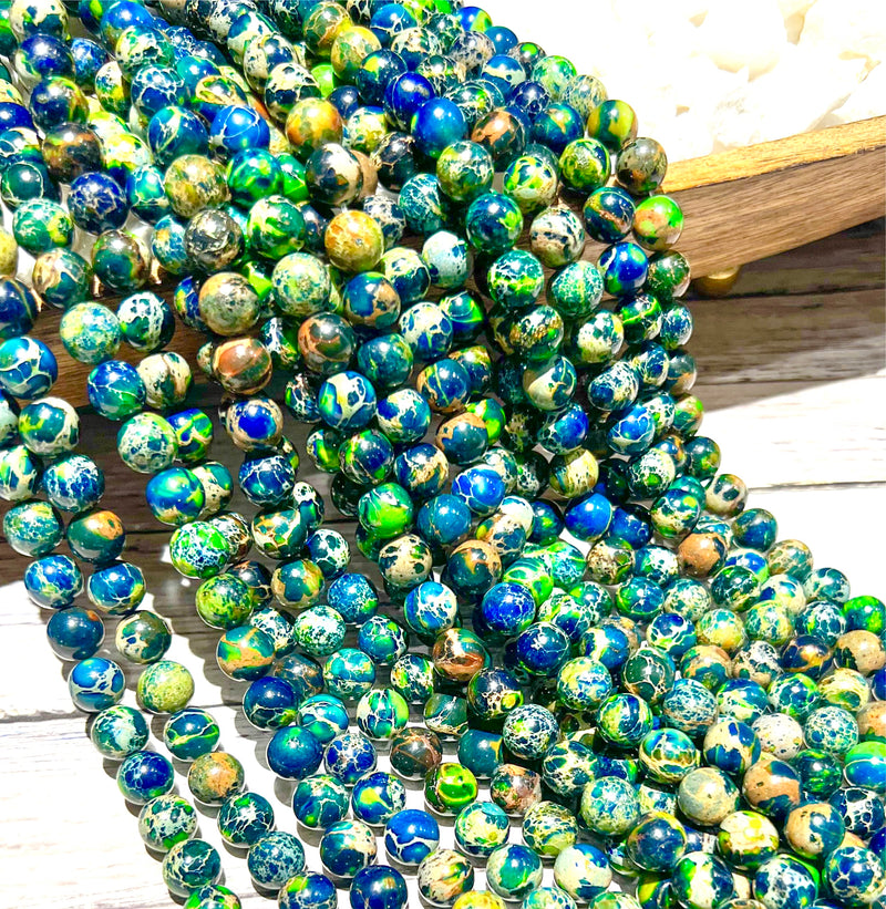 10mm Smooth Galaxy Sea Sediment Jasper | Blue & Purple Galaxy Jasper | Blue & Purple Galaxy Jasper | Jewelry Making | Jewelry Designing | 15" Strand | 38 Beads Per Strand