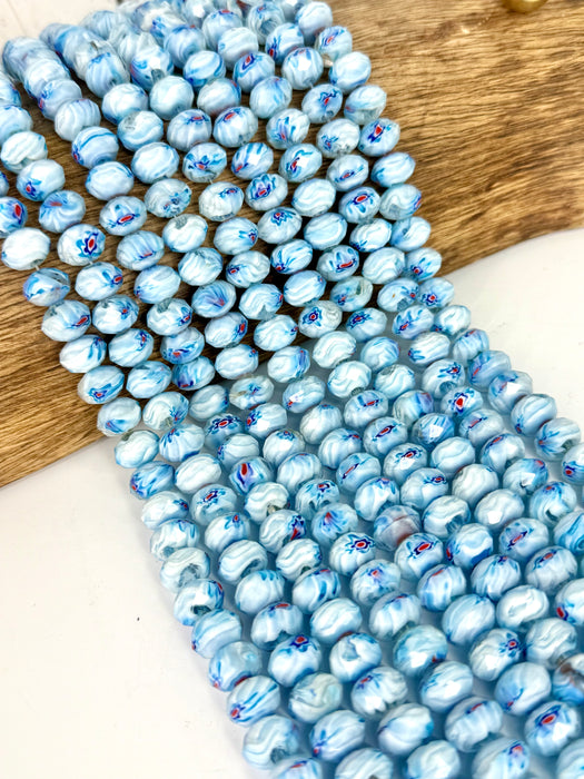 10x12mm Faceted Lampwork Glass Rondelle Beads – 15” Strand - Multiple Colors - One Strand