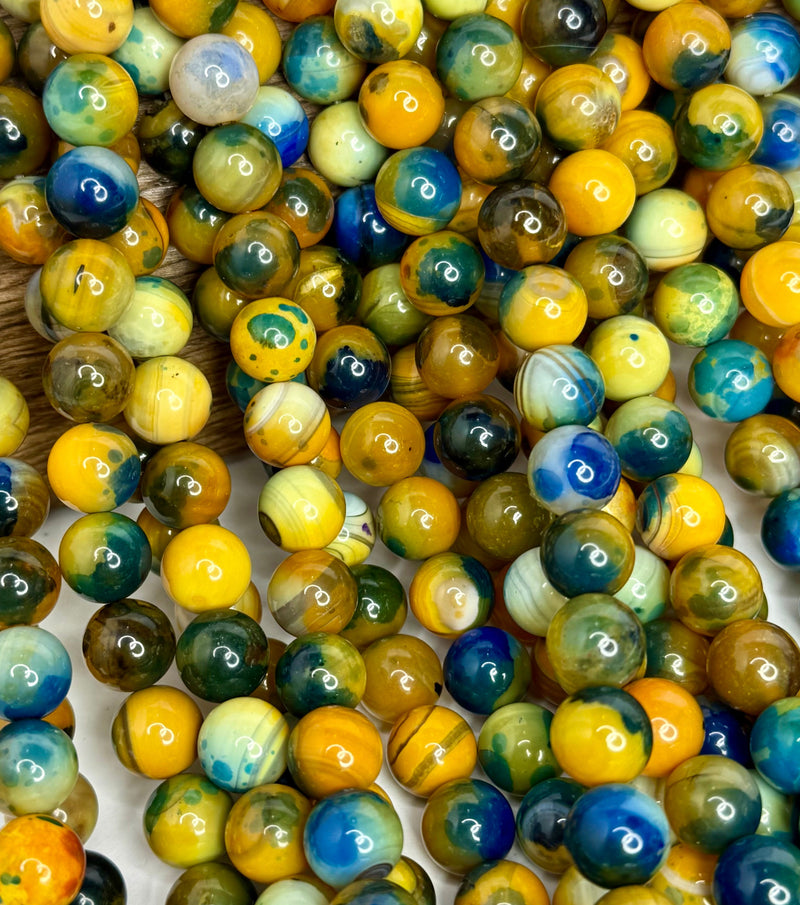 10mm Multicolor Agate Gemstone Beads | Smooth Round | 15" Strand for Jewelry Making | One Strand