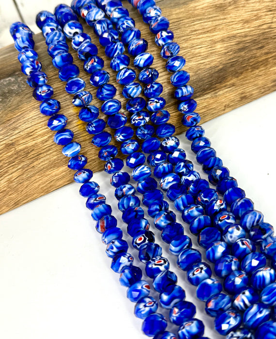 10x12mm Faceted Lampwork Glass Rondelle Beads – 15” Strand - Multiple Colors - One Strand
