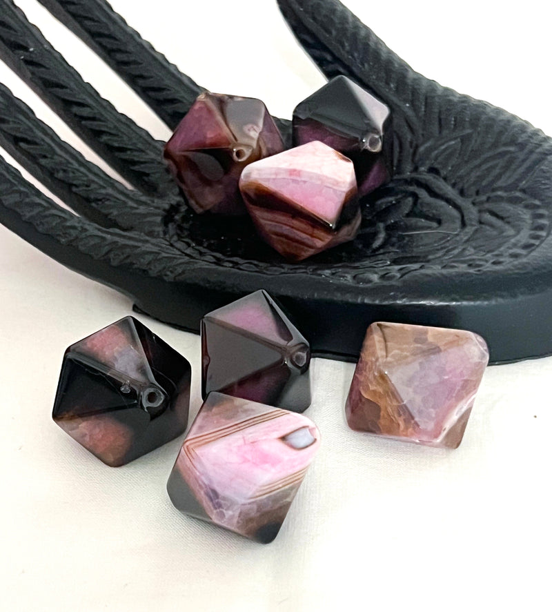 32x35mm Faceted Aate Gemstone Centerpiece Bead | 30x35mm Diamond Shape Bead | DIY Jewelry |1 Piece