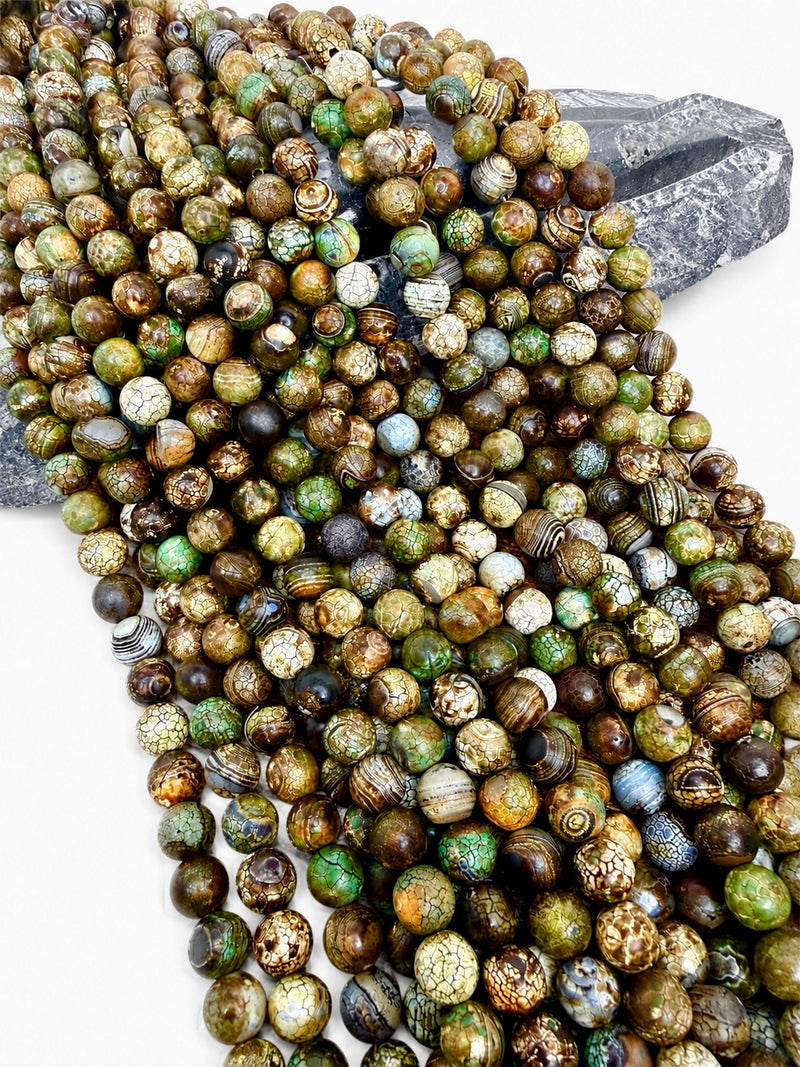 10mm Smooth Multicolor Fire Agate Gemstone Beads | Agate Gemstone Beads | Multicolor Agate | DIY Jewelry Designs | 15" Strand