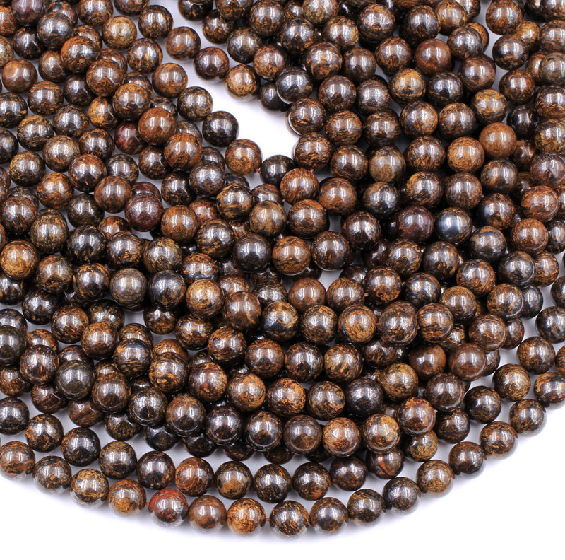 12mm Smooth Bronzite Gemstone Beads – 15” Strand for Jewelry Making - Smooth Bronzite
