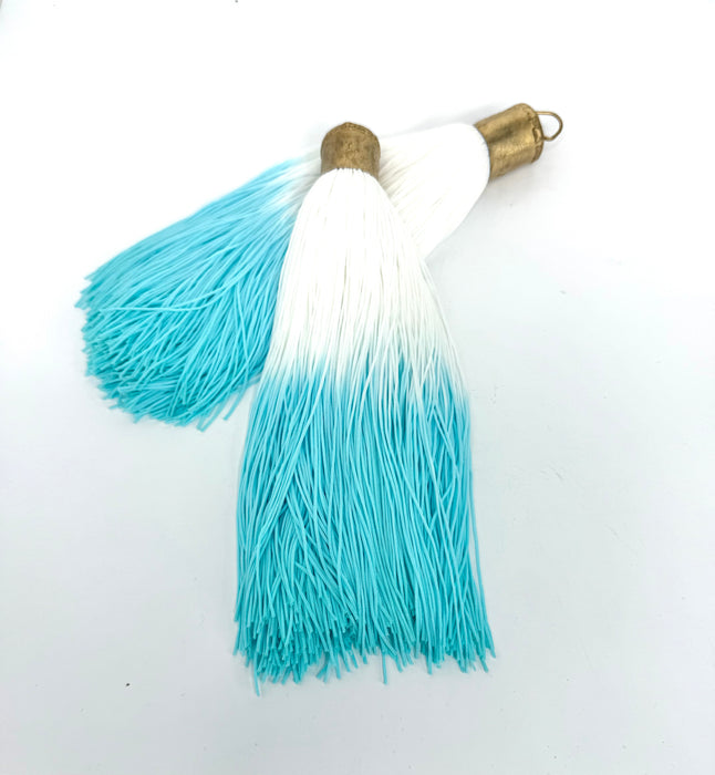 9 Inch Long Silk Tassels with Textured Brass Caps – Vibrant Jewelry Making Components for Statement Necklaces, Earrings & DIY Designs