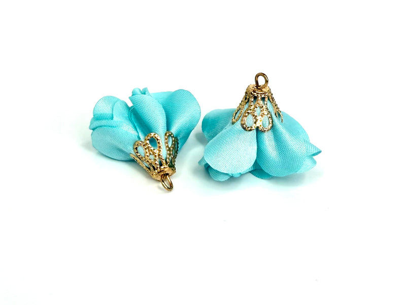 1" Tassels | Mini Flower Tassels | Light Gold Cap | Tassel Pendants | Sold in Pairs | Multiple Colors | DIY Jewelry Designs