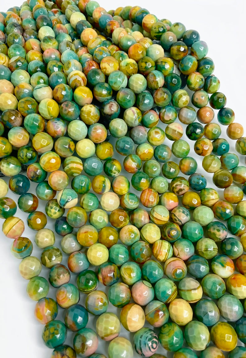 12mm Faceted Fire Agate Gemstone Beads | Faceted Round Agate | DIY Jewelry Designs | 15" Strand