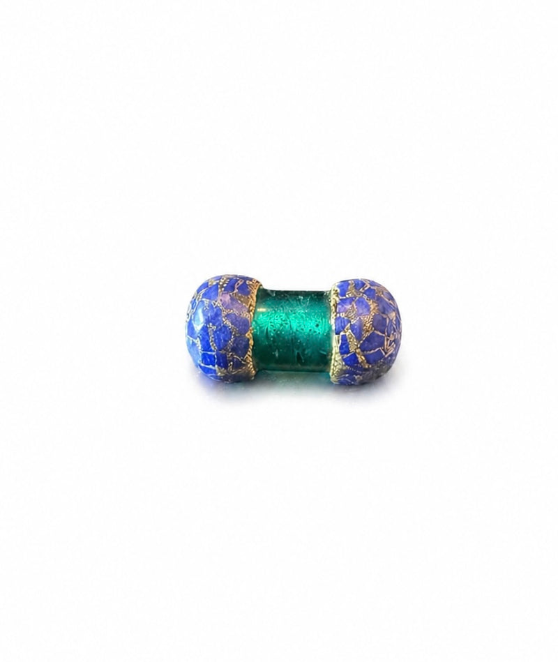 Napoli Mosaic Glass Focal Beads | Gemstone Chip Ends | Artisan Glass Barrel Bead 42–44mm | Luxury Jewelry Making Supplies | One Bead