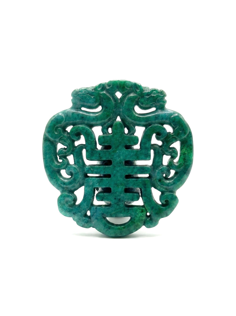 68mm Carved Jade Pendant – Large Openwork Jade Carved Pendant with Wire Opening – No Bail Required