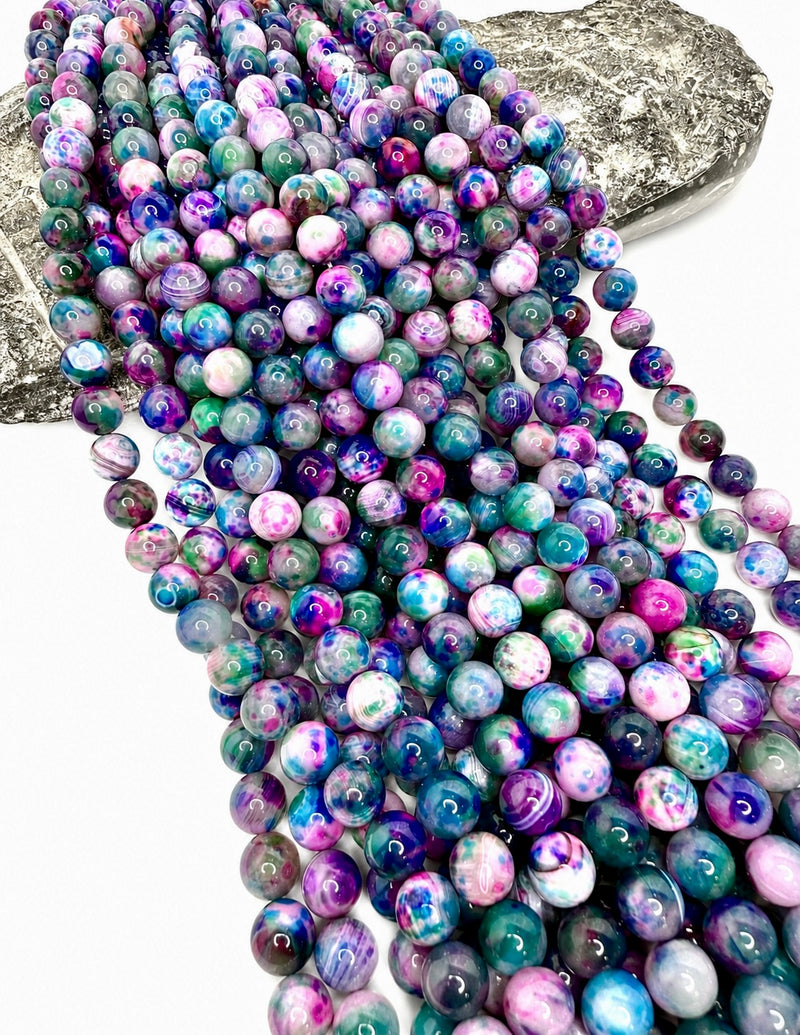 12mm Smooth Multicolor Agate Gemstone Beads | Round Agate Beads for Jewelry Making | 15” Stra