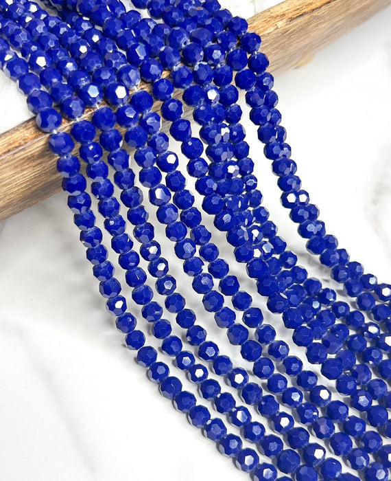 6mm Faceted Royal Blue Glass Crystal Beads