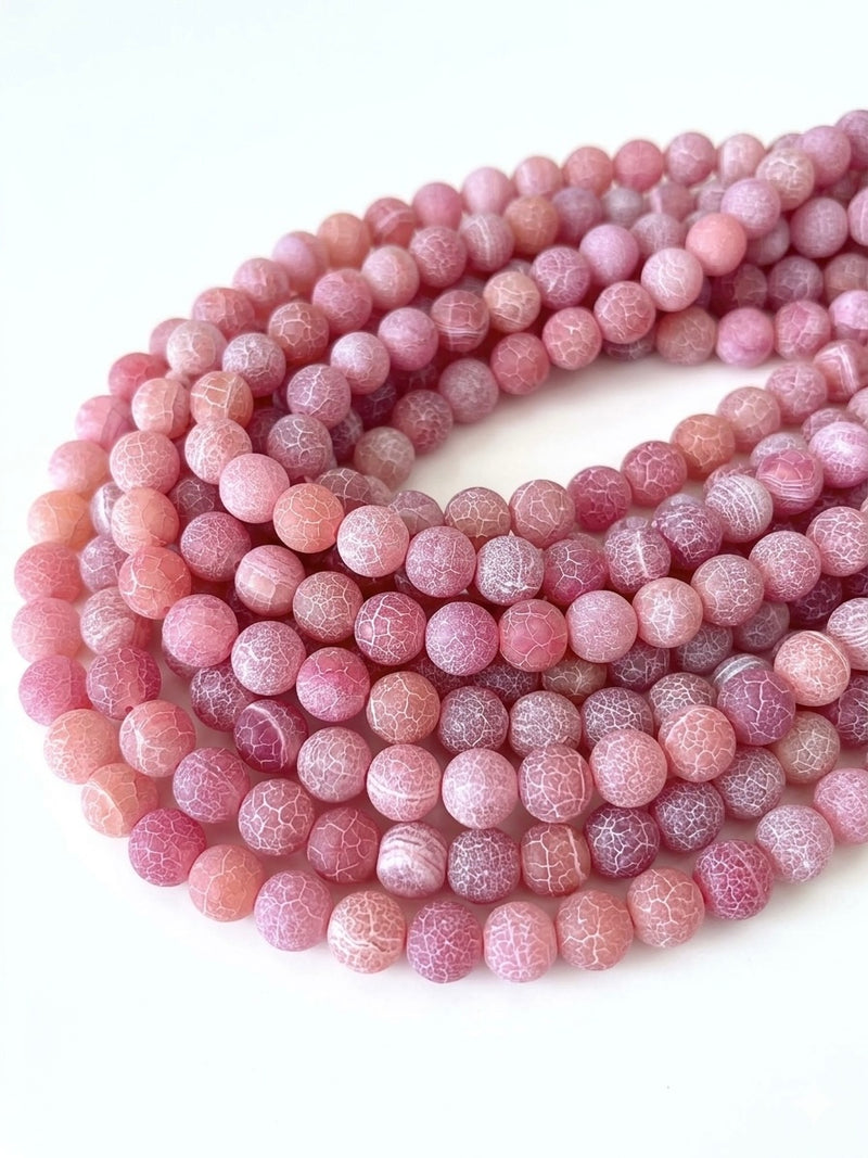 14mm Smooth Matte Crackle Agate Gemstone Beads | 14mm Smooth Agate | Natural Gemstone Loose Beads | Matte Round | DIY Jewelry Making | 15" Strand 28 Beads