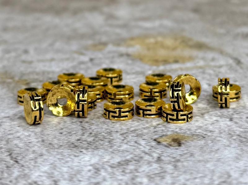 Tibetan Style Alloy Spacer Beads | 3x7mm Metal Spacer Rondelle Beads | Two Color Options | 20 Pcs