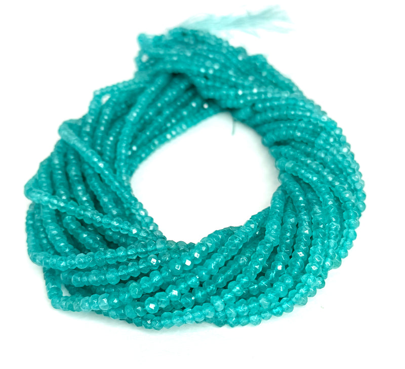 4x4mm Faceted Agate Rondelle Beads | 4mm Rondelle Beads | Turquoise Blue Agate | DIY Jewelry Designs | One Strand