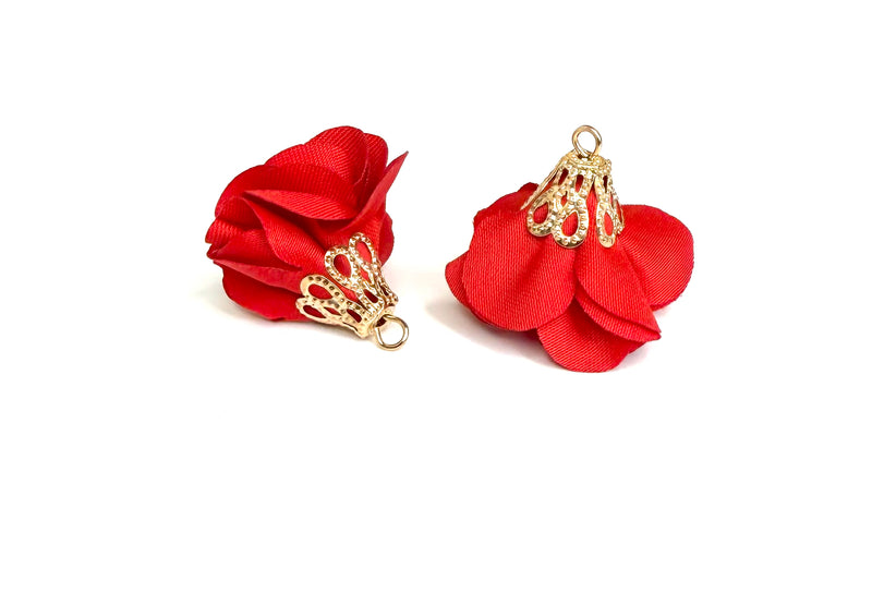 1" Tassels | Mini Flower Tassels | Light Gold Cap | Tassel Pendants | Sold in Pairs | Multiple Colors | DIY Jewelry Designs