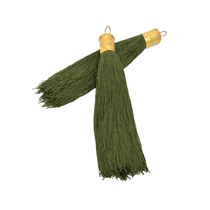 9 Inch Long Silk Tassels with Textured Brass Caps – Vibrant Jewelry Making Components for Statement Necklaces, Earrings & DIY Designs - 24 Colors