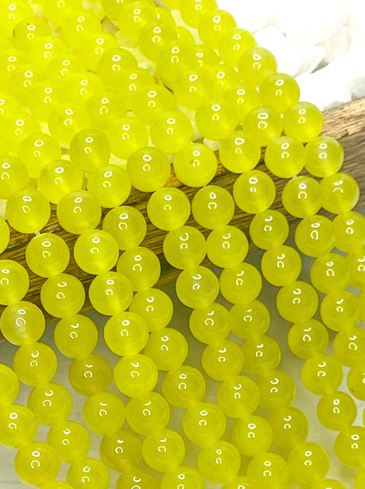 8mm Smooth Lemon Yellow Agate | Smooth Agate Gemstone Beads | DIY Jewelry Designs | One Strand