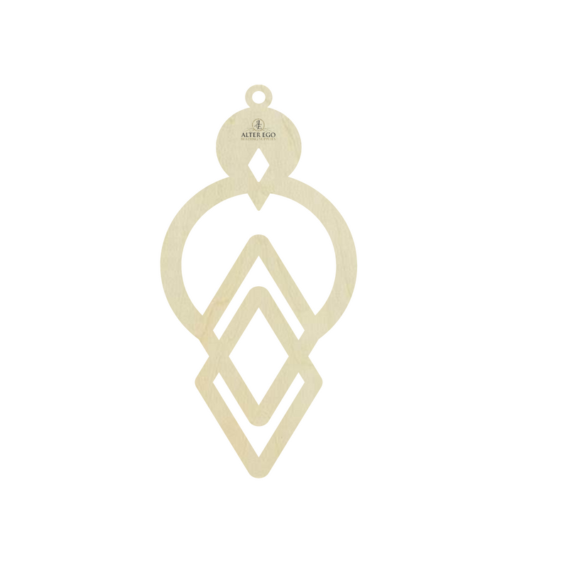 Hollow Circle with Hollow Double Diamond Wood Blanks | 1 pair or 5 pair | BULK | With or without holes | Unfinished Wood Laser Cutout | Dangle Earring Jewelry Blanks Shape