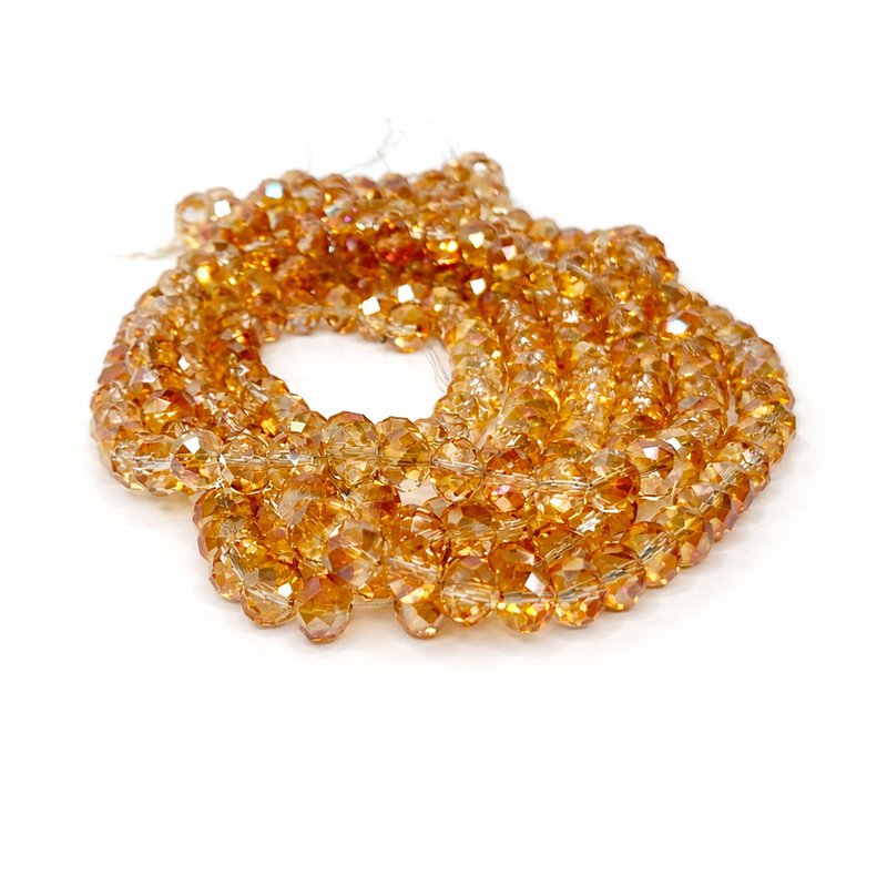 8x10mmFaceted Glass Beads | AB Golden Amber Glass Rondelle Beads | DIY Jewelry Designs | Approximately 47 Beads