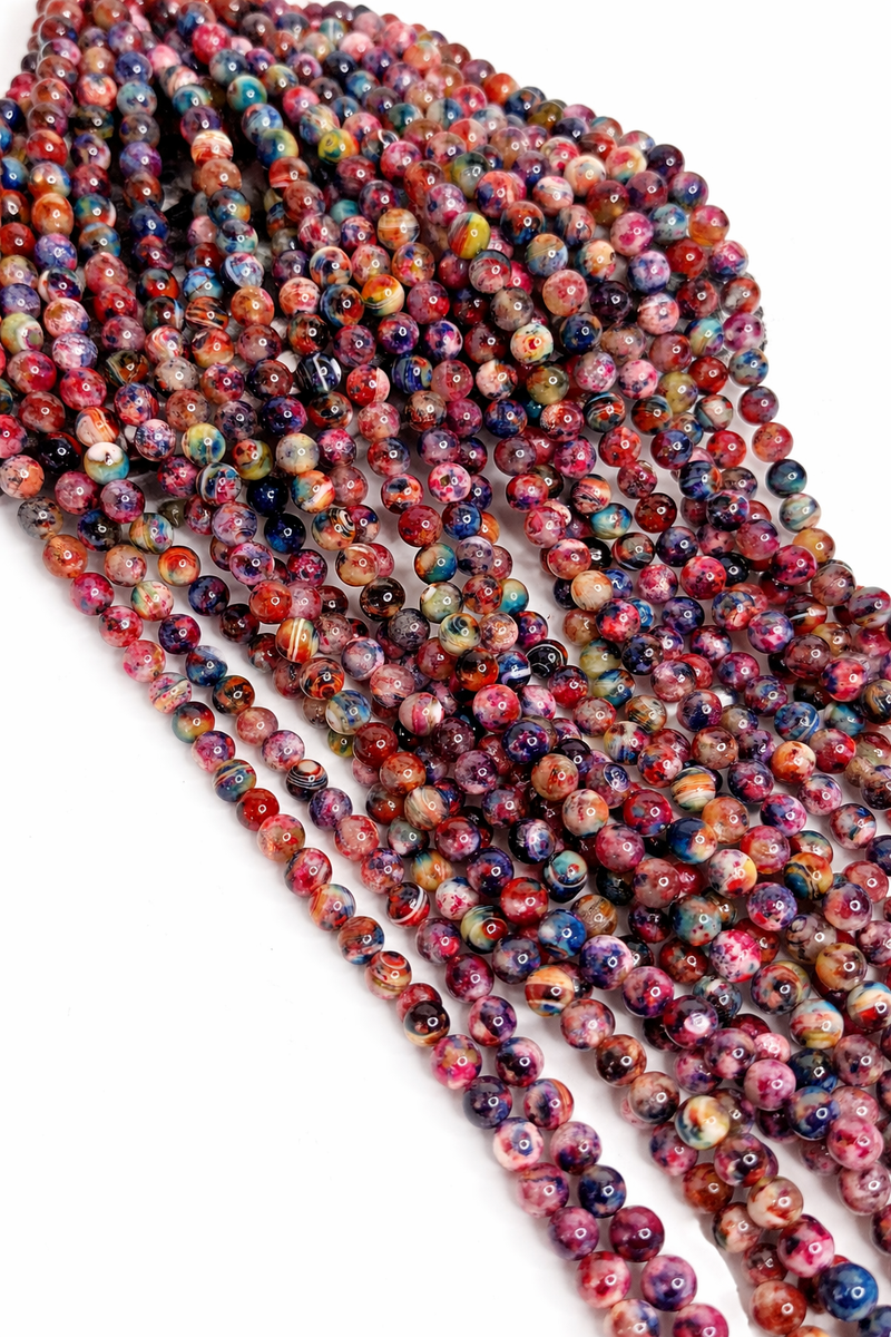 8mm Multicolor Agate Gemstone Beads | Smooth Round Agate | 15” Strand