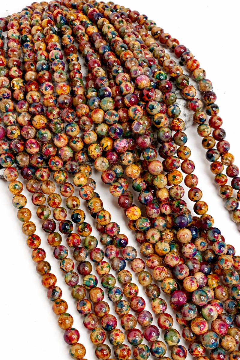 8mm Multicolor Agate Gemstone Beads | Smooth Round Agate | 15” Strand