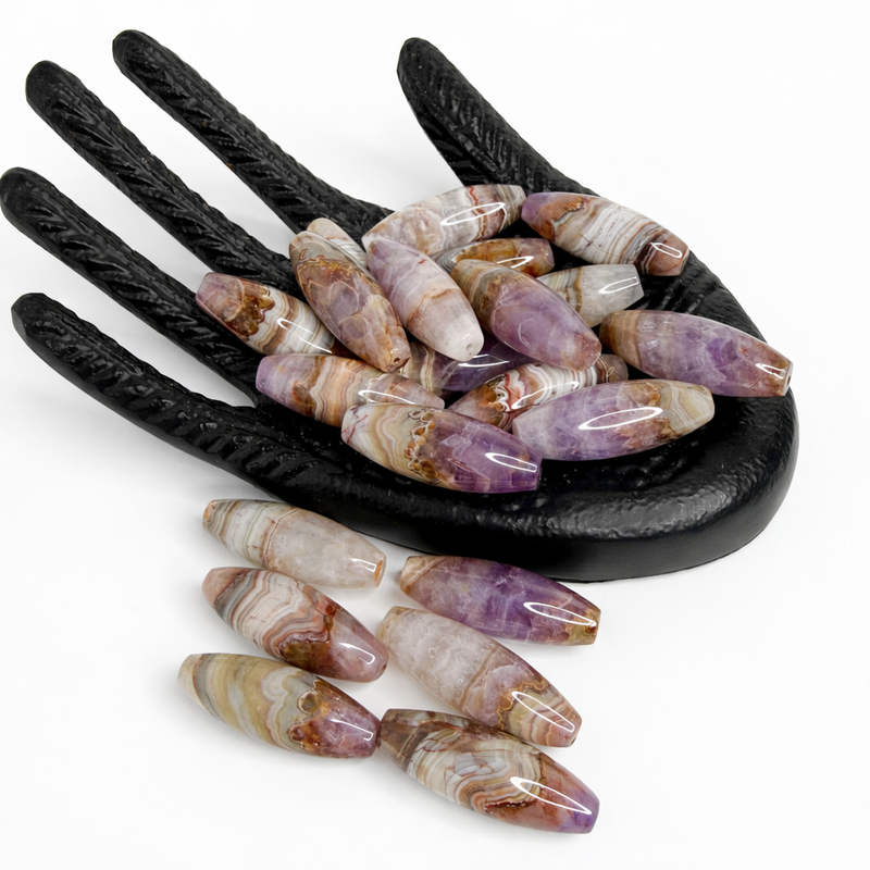 40mm Banded Amethyst Focal Beads | Natural Amethyst Beads | Banded Amethyst Beads