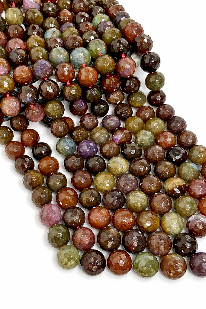 16mm Faceted Agate Gemstone Beads – Multicolor Natural Agate Round Beads – Large Statement Jewelry Making Supplies