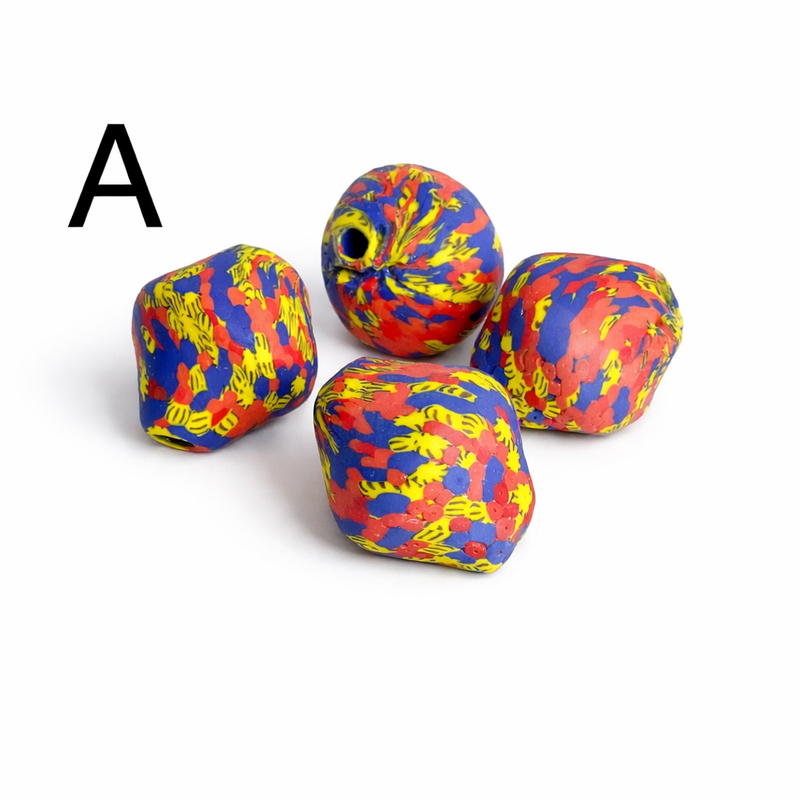 37-38mm x 32mm African Recycled Bi-cone Beads | African Beads | Krobo Glass Beads | DIY Jewelry Designs | One Piece