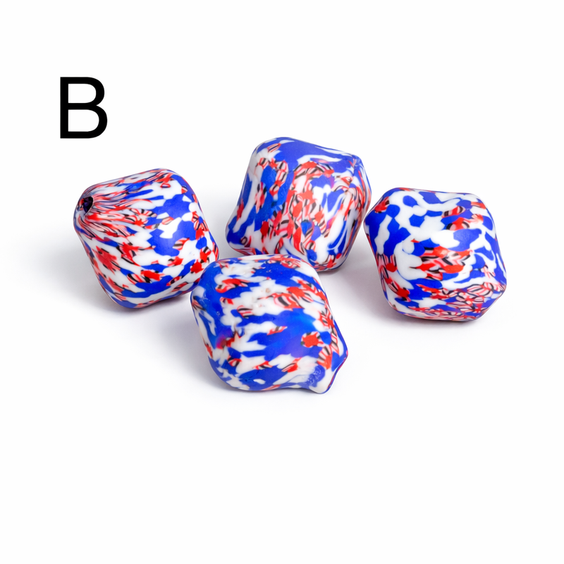 37-38mm x 32mm African Recycled Bi-cone Beads | African Beads | Krobo Glass Beads | DIY Jewelry Designs | One Piece