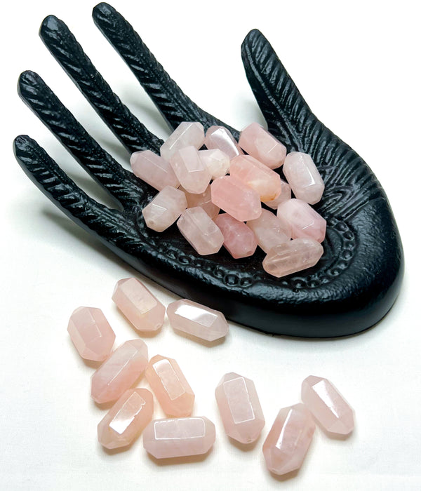 Rose Quartz Gemstone Focal Beads | Natural Rose Quartz Stone Beads | Prism Cut Double Point | 1 piece