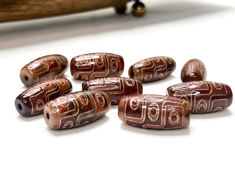 30mm Brown Tibetan Agate Focal Beads | Tibetan Agate Focal Beads | Protection Beads | DIY Jewelry Designs | 1 Bead