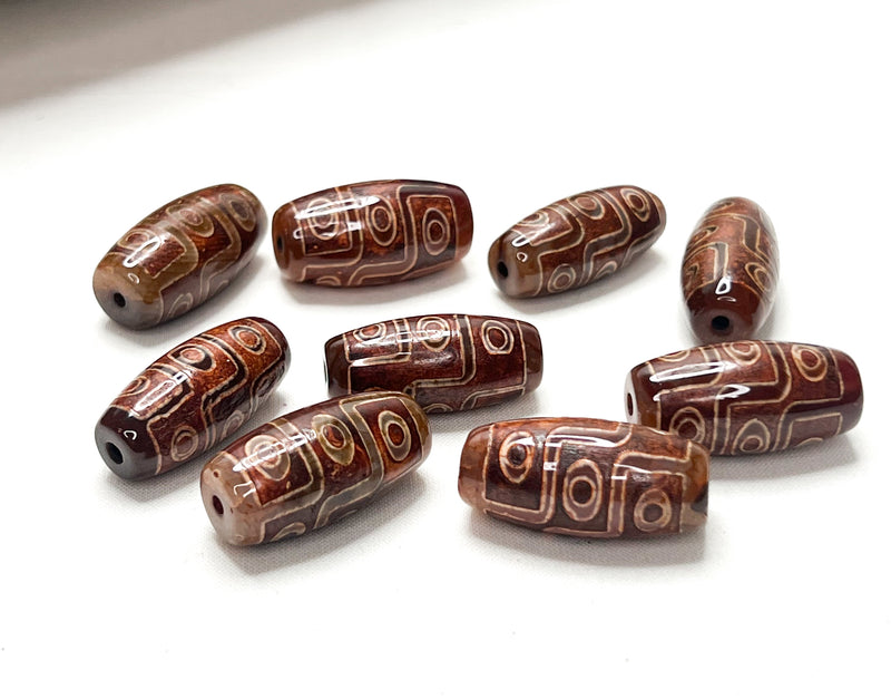 30mm Brown Tibetan Agate Focal Beads | Tibetan Agate Focal Beads | Protection Beads | DIY Jewelry Designs | 1 Bead