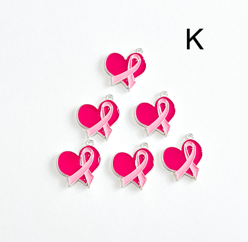 Alloy Breast Cancer Awareness Charm |Pink Ribbon Pendant | Alloy Hope Charms |Charm for Jewelry Making | 1 Piece