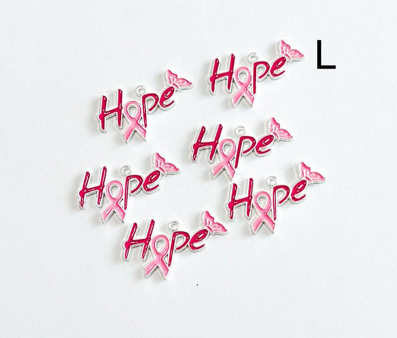 Alloy Breast Cancer Awareness Charm |Pink Ribbon Pendant | Alloy Hope Charms |Charm for Jewelry Making | 1 Piece