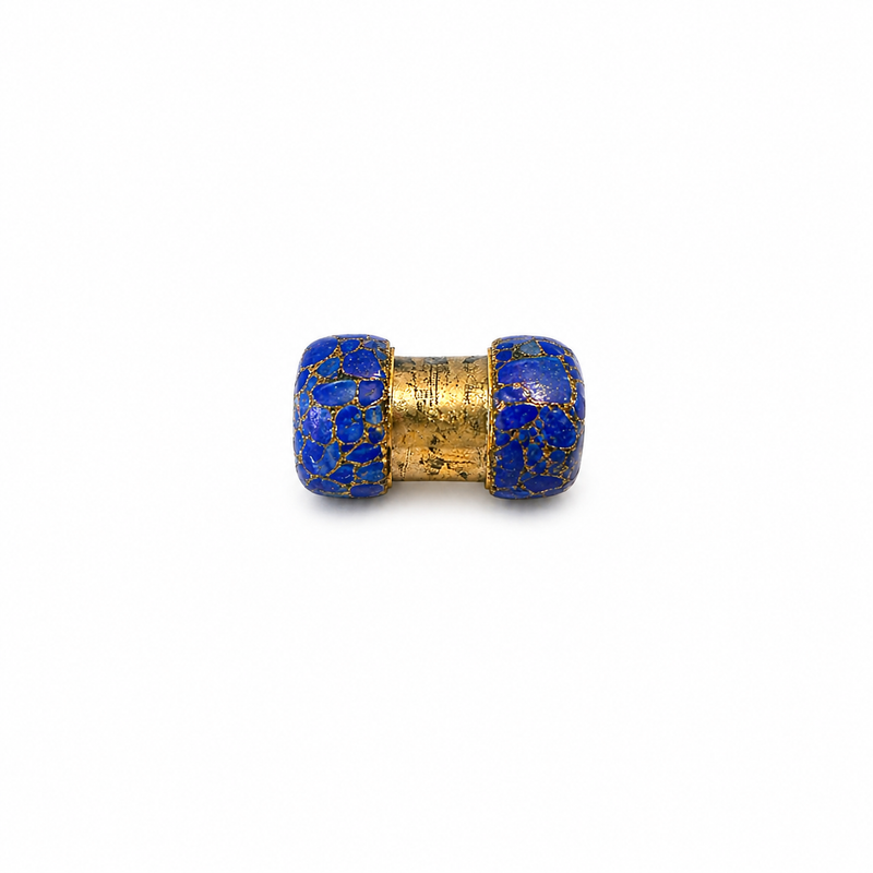 Napoli Mosaic Glass Focal Beads | Gemstone Chip Ends | Artisan Glass Barrel Bead 42–44mm | Luxury Jewelry Making Supplies | One Bead