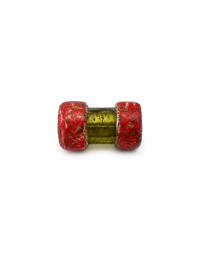 Napoli Mosaic Glass Focal Beads | Gemstone Chip Ends | Artisan Glass Barrel Bead 42–44mm | Luxury Jewelry Making Supplies | One Bead