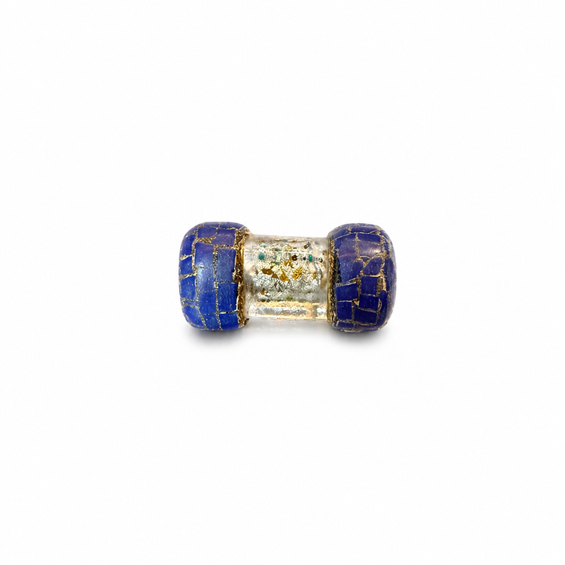 Napoli Mosaic Glass Focal Beads | Gemstone Chip Ends | Artisan Glass Barrel Bead 42–44mm | Luxury Jewelry Making Supplies | One Bead